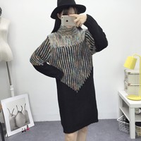 韩国孕妇装秋冬装新款加厚高领套头宽松中长款打底针织毛衣连衣裙
