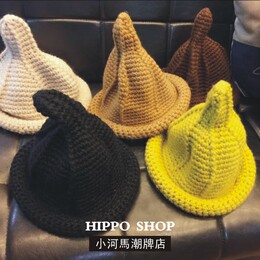2015韩版秋冬帽子女 粗线针织帽 毛线帽子 尖顶帽 保暖帽 女巫帽