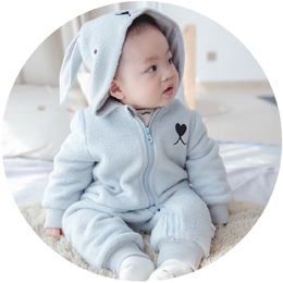婴儿加绒连体衣女宝宝冬装 0-1岁男哈衣新生儿衣服0-3-6个月加厚