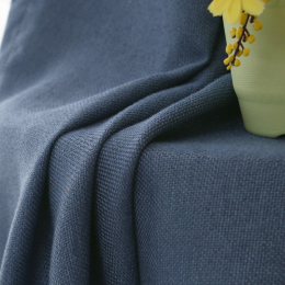 美式现代高档棉麻遮光布艺成品窗帘定制卧室客厅落地飘窗深蓝色