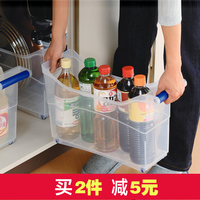 jeko塑料抽拉收纳箱厨房橱柜餐具瓶罐整理盒 透明带滑轮大号拉篮