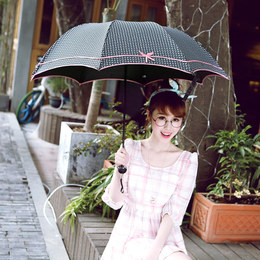 黑胶超强防晒韩国公主蝴蝶结晴雨伞创意折叠遮阳伞太阳伞防紫外线