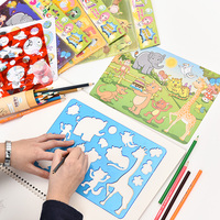 创意儿童绘画模版尺子可爱卡通塑料镂空卡尺画画美术学习文具用品