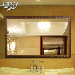 简约欧式实木长方形防水大浴室镜子壁挂镜卫浴镜卫生间镜定制