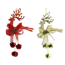 圣诞树配件16*22cm带铃铛圣诞鹿牌 圣诞装饰品挂件跳鹿