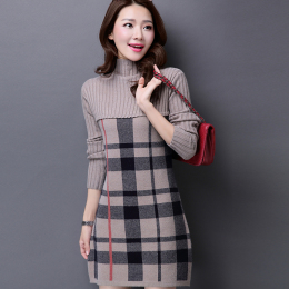 2015加厚毛衣女套头冬季韩版修身中长款针织打底衫女羊绒加厚上衣