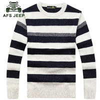 战地吉普（AFS JEEP）针织衫 男 条纹圆领套头线衣薄毛衣款 207A