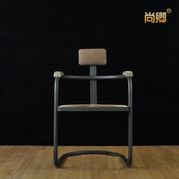 欧式铁艺实木靠背椅做旧休闲椅复古扶手椅时尚办公椅创意餐椅