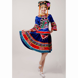 新款少数民族演出服女土家族苗族舞蹈服装黎族瑶族舞台表演服套装