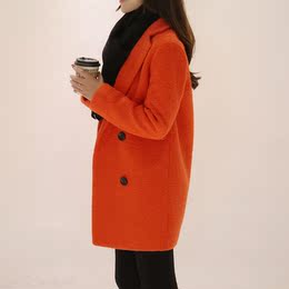 2015秋冬新品新款韩版中长款修身显瘦茧型毛呢大衣外套女装