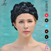 HuiMei时尚女长发大号防水游泳帽布艺泳帽正品护耳泳帽不勒头