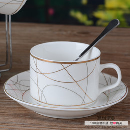 陶瓷咖啡杯套装卡布奇诺拉花骨瓷咖啡杯碟勺子下午茶杯子高档赠品