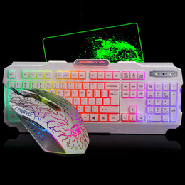 铂科背光键鼠套装lol游戏电脑笔记本网吧七彩发光有线键盘鼠标
