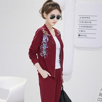 2016新款秋装圆领开衫韩版修身显瘦气质长袖两件套休闲运动套装女