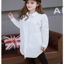 春装新款孕妇装衬衣2016韩版孕妇OL职业白衬衣纯棉打底长款衬衫
