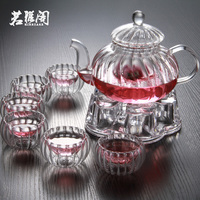 条纹花茶壶大容量耐热耐高温玻璃功夫茶具套装特价包邮花草喝茶壶