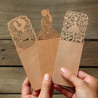 「49包邮」韩国款创意可爱森林舞会女孩木质雕刻镂空大书签 7款选