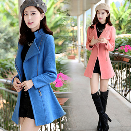 2015秋冬装新款韩国修身显瘦妮子大衣中长款毛呢外套女呢子大衣