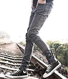 2015春季青少年男士牛仔裤男修身韩版弹力小脚裤潮男装铅笔长裤子