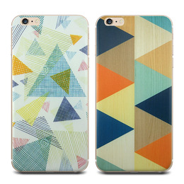 几何三角形织布原创设计iphone4/5s/6p手机壳case苹果彩绘磨砂套