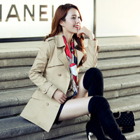 2015新款秋冬配腰带风衣韩版长袖时尚女士中长款外套时尚纯色系带