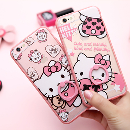 iPhone6s手机壳凯蒂猫日本苹果6plus保护套kt可爱支架指环粉色女