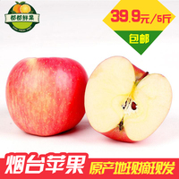 【都都鲜果】山东烟台栖霞红富士苹果5斤 农家时令新鲜水果 包邮