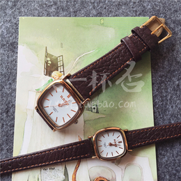 包邮 简单风格《白诘草》原创经典港式复古金色方型文艺男女手表