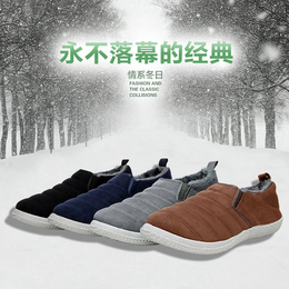 冬季帆布鞋男懒人雪地靴韩版驾车板休闲棉鞋帆布加绒老北京布鞋