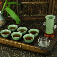 哥绿汝窑茶具套装 车载旅行茶具便捷陶瓷玻璃普洱红茶哨子 泡茶壶