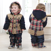 不童样 2015男童冬装加绒加厚套装婴幼儿衣服1-2-3岁宝宝两件套装