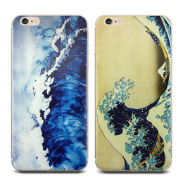 iPhone5S 6s plus艺术手机壳 神奈川冲浪里苹果日系和风硅胶case