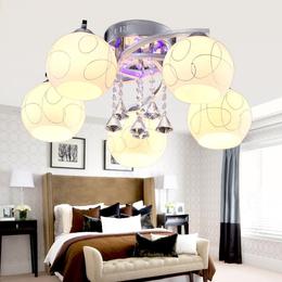 客厅吊灯 LED现代简约水晶吸顶灯餐厅灯饰温馨卧室灯大气圆形灯具