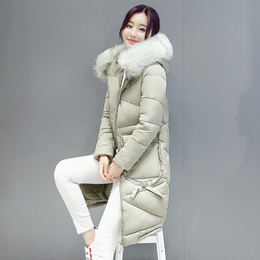 2016冬款女棉衣大码加厚中长款修身韩版时尚风格大毛领棉服外套女