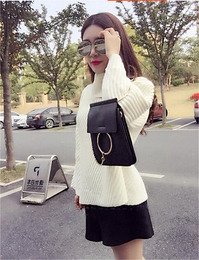 kumayes 韩国韩版 复古气质款金属圈装饰手提包单肩包斜跨女包包
