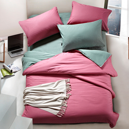 全棉纯色四件套 纯棉春夏床上用品1.5米1.8素色被套床单 笠 简约