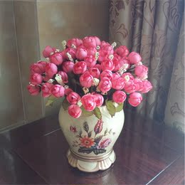 高品质欧式花瓶仿真假花套装餐桌客厅摆设家居装饰绢花玫瑰插花艺