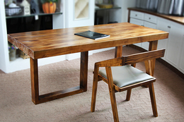 欧式书桌 复古创意铁艺餐桌实木餐桌椅组合长电脑桌会议桌办公桌