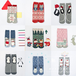 靴下物圣诞季日系毛圈棉袜秋冬加厚保暖女士堆堆袜子森系中筒短袜