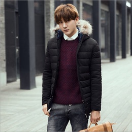 2015冬季新款潮男士加厚羽绒服 韩版青少年轻薄修身短款棉服外套