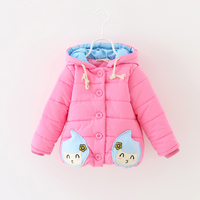 冬款小女童棉衣外套0123岁韩版女宝宝加绒加厚棉服婴幼儿卡通大衣