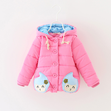 冬款小女童棉衣外套0123岁韩版女宝宝加绒加厚棉服婴幼儿卡通大衣