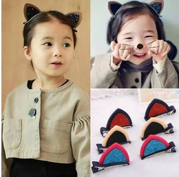 卖萌神器韩国韩版立体小猫耳朵发夹儿童发饰女童发卡子宝宝头饰品