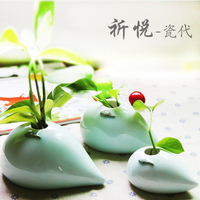 创意现代简约青白瓷釉绿萝水培植物花盆绿植容器手工陶瓷花瓶花
