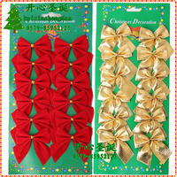 圣诞节装饰彩球用品 圣诞树花环装饰 12只装5CM红色金色小蝴蝶结