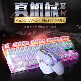 雷腾机械键盘鼠标套装有线台式电脑CF笔记本游戏女生87键键鼠套装