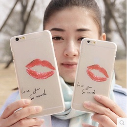 创意简约iphone6手机壳 硅胶苹果6plus手机壳红唇6s透明超薄软套