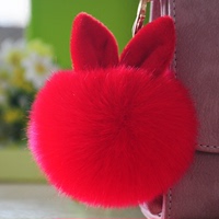 毛毛球挂件可爱毛绒兔耳朵包包挂饰仿皮草时尚钥匙扣仿兔毛毛球