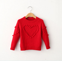 2015冬季新款女童韩版可爱心形图案毛衣针织衫