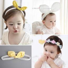 韩国代购 纯棉兔耳朵宝宝发带头饰婴儿女宝宝周岁发饰儿童发带